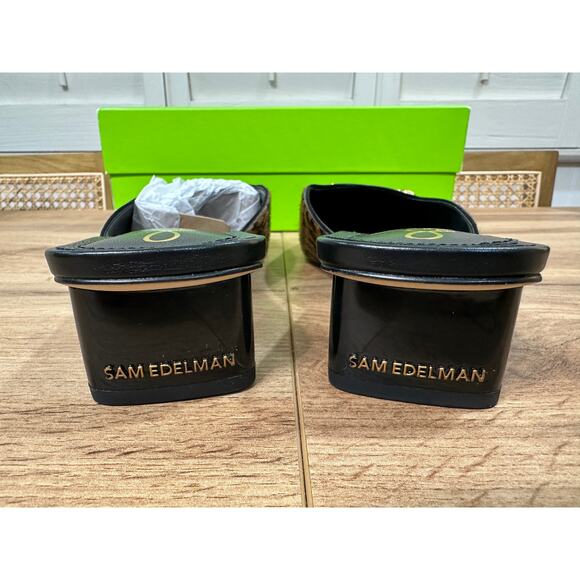 Sam Edelman Ollie Square Toe Bit Mule Flat Granda Tan Leopard Size 9.5 NIB Sleek - Picture 8 of 13